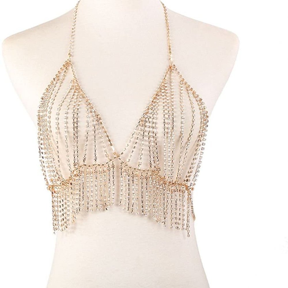 Body Belly Chain Silver Bra Jewelry
